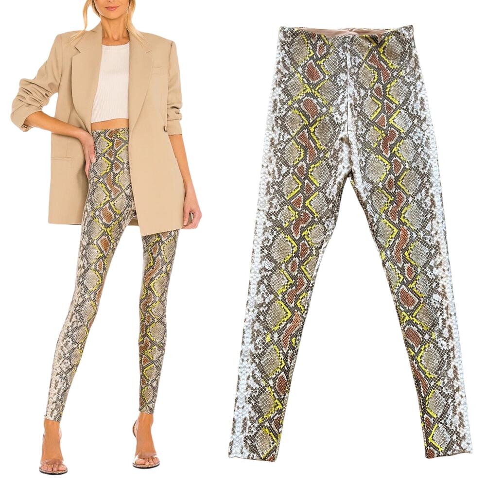 Commando Faux Leather Leggings 4-way Stretch Animal Print Neon Snake Small NWT